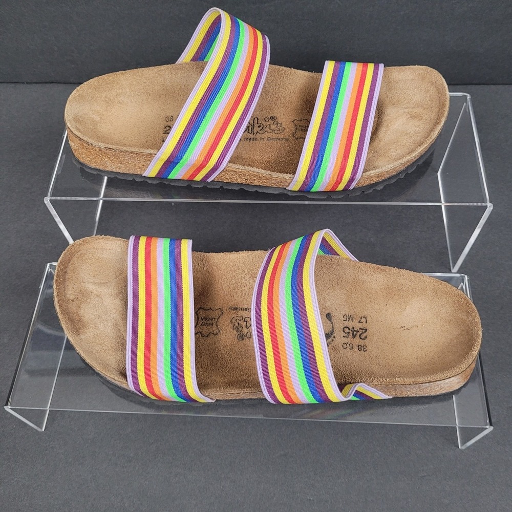 Birkenstock Birki's Curacao II Rainbow Stretch Sandle Women's 38 US Size 7.5